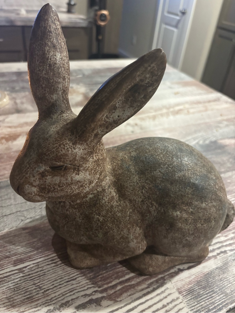 Neutral Brown Ceramic Bunny Accent Sculpture for Home Decor